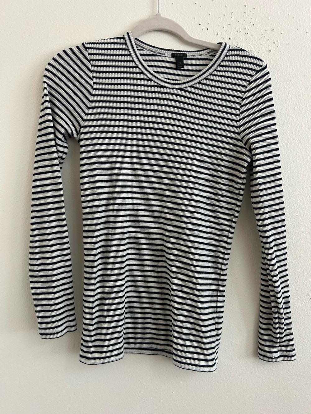 Jcrew black and white waffle knit thin long sleeve top